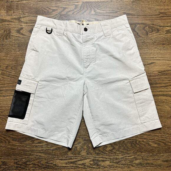 Eddie Bauer Shorts Mens 32 Beige Cargo Hiking Outdoor Utility Mesh Pocket - Picture 1 of 12